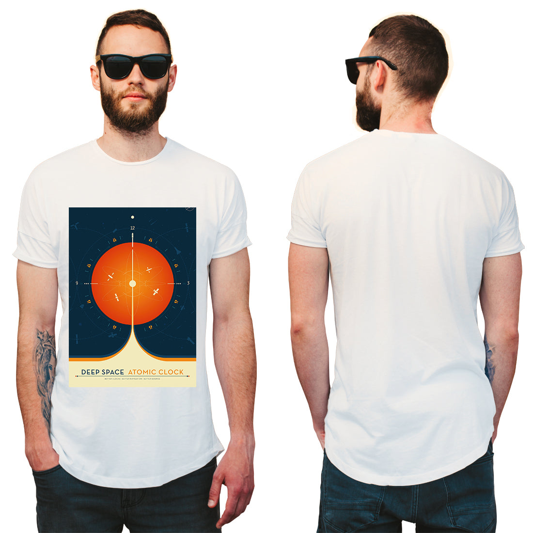 Deep Space Atomic Clock Orange NASA 1958 T-Shirt