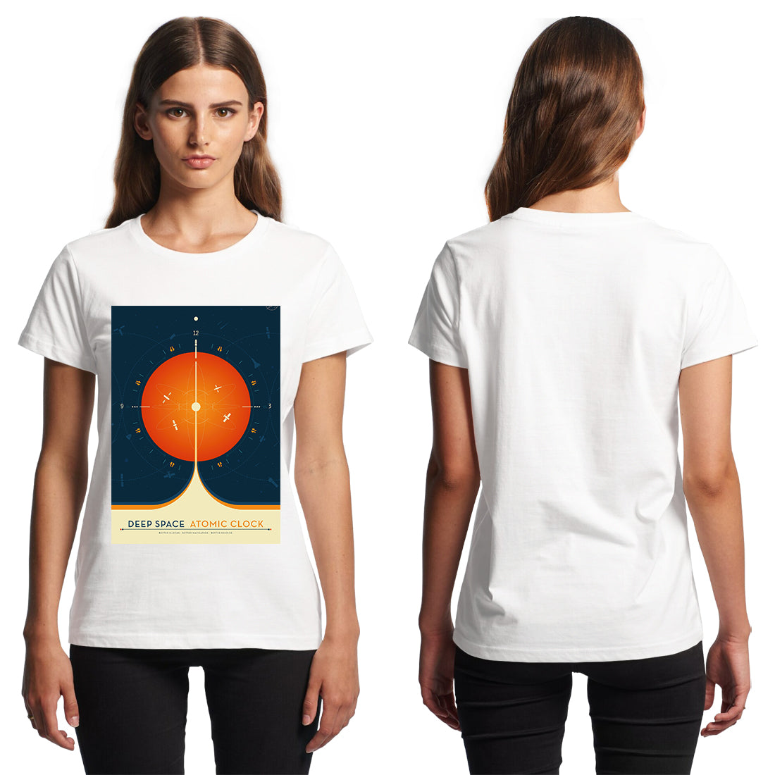 Deep Space Atomic Clock Orange NASA 1958 T-Shirt