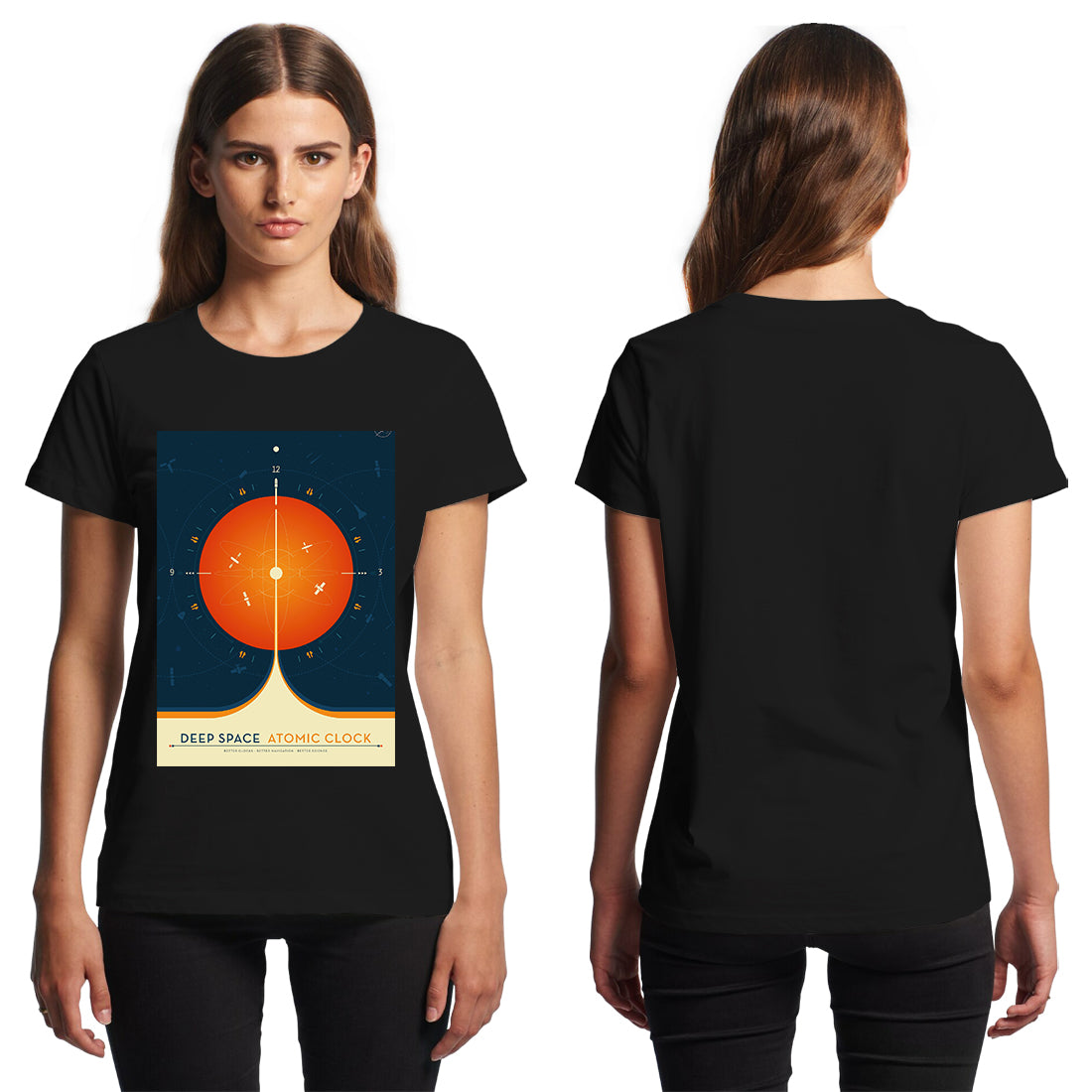 Deep Space Atomic Clock Orange NASA 1958 T-Shirt