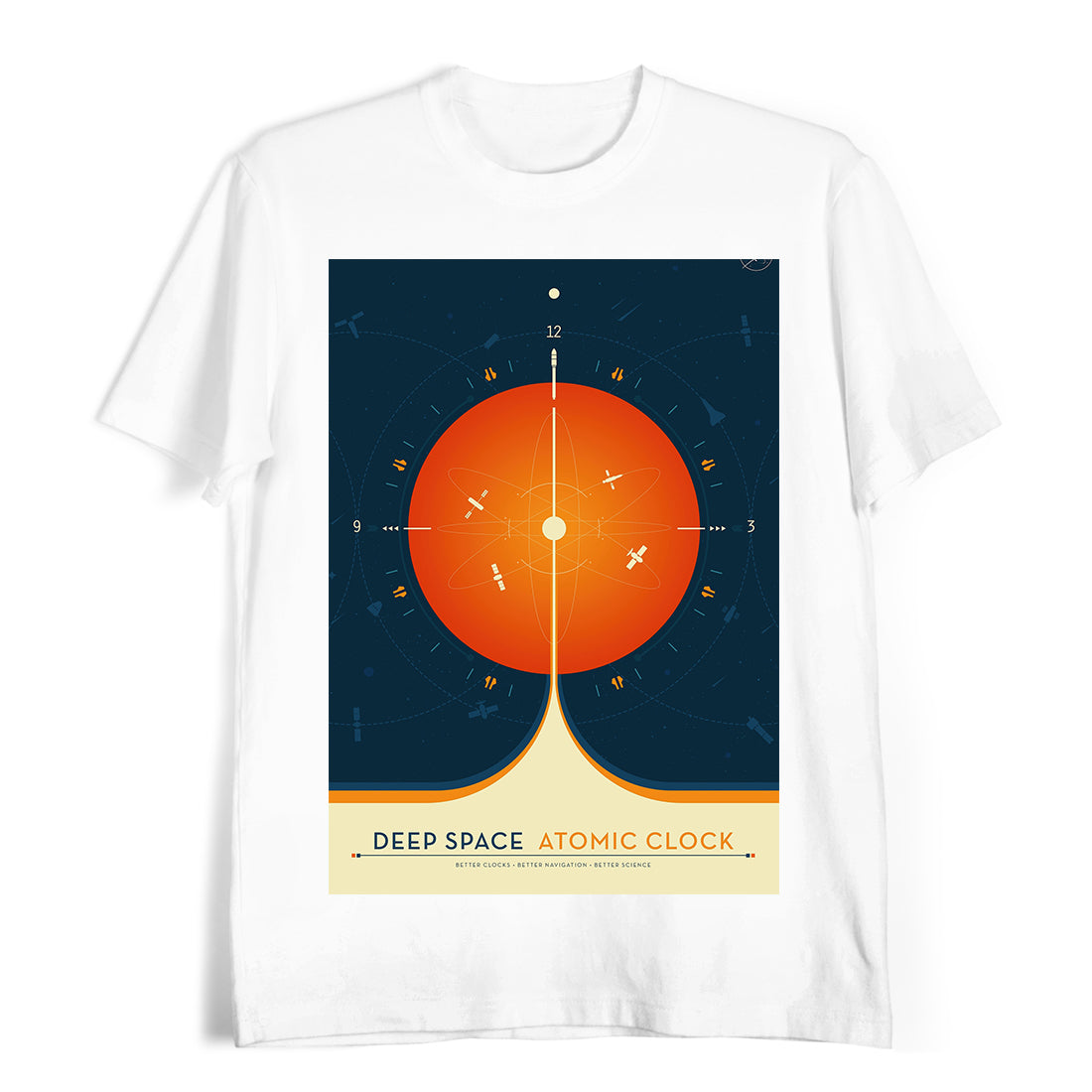 Deep Space Atomic Clock Orange NASA 1958 T-Shirt