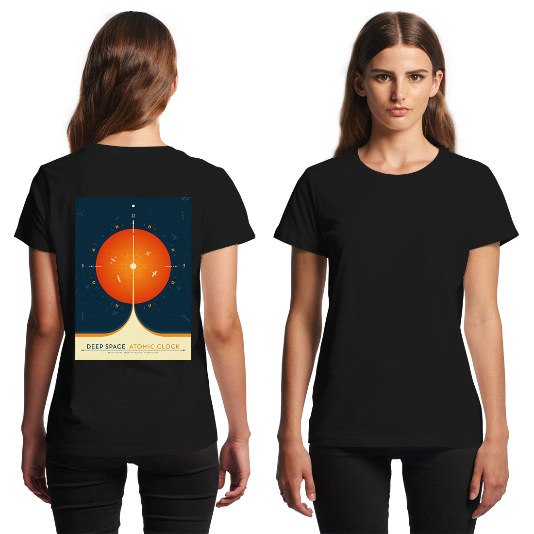 Deep Space Atomic Clock Orange NASA 1958 T-Shirt